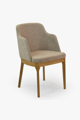 Sötétszürke kárpitozott tölgyfa étkezőfotel olajozott lábakkal